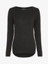 Pull long à dos en maille ajourée - Noir - 1