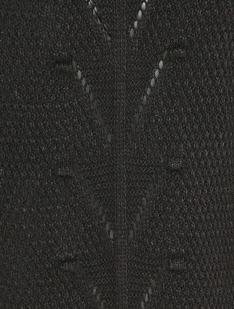 Pull long à dos en maille ajourée - Noir - 3