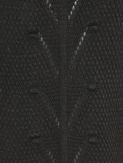 Pull long à dos en maille ajourée - Noir - 3