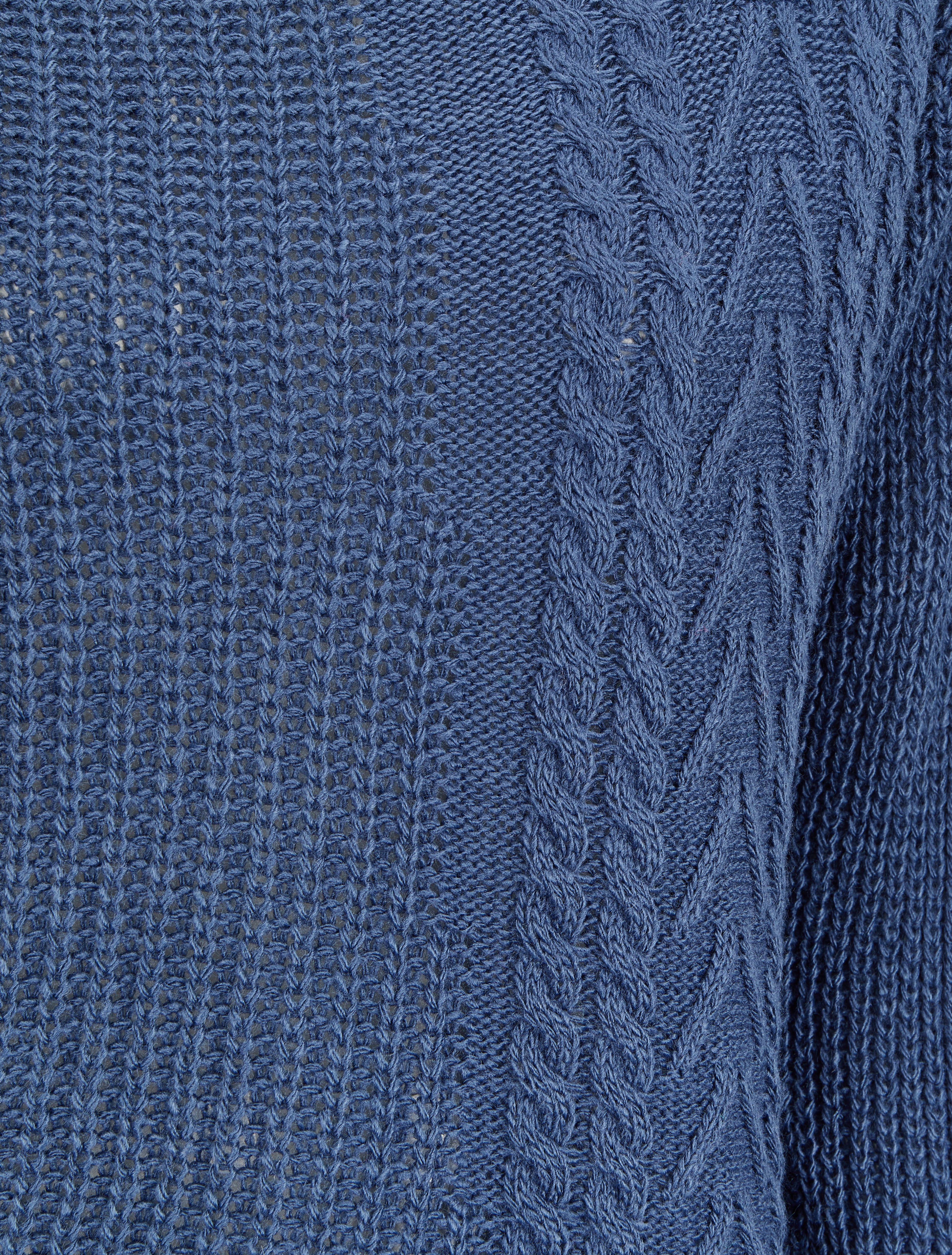 Pull à col montant ajouré et bords asymétriques - Bleu - 3