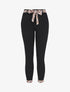 Pantalon taille haute 7/8 à revers imprimés - Noir/beige - 1