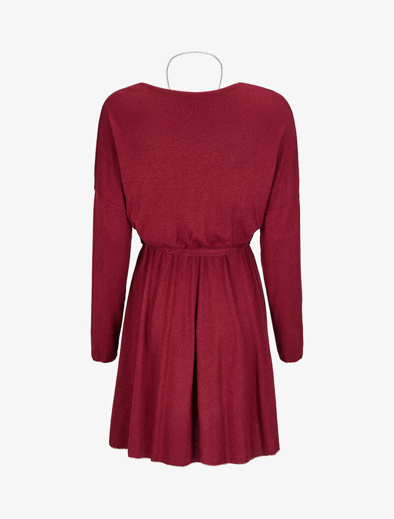 Robe pull coupe patineuse à manches dolman - Bordeaux - 2