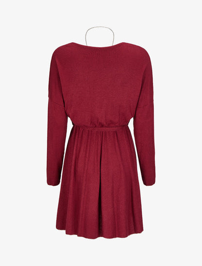 Robe pull coupe patineuse à manches dolman - Bordeaux - 2