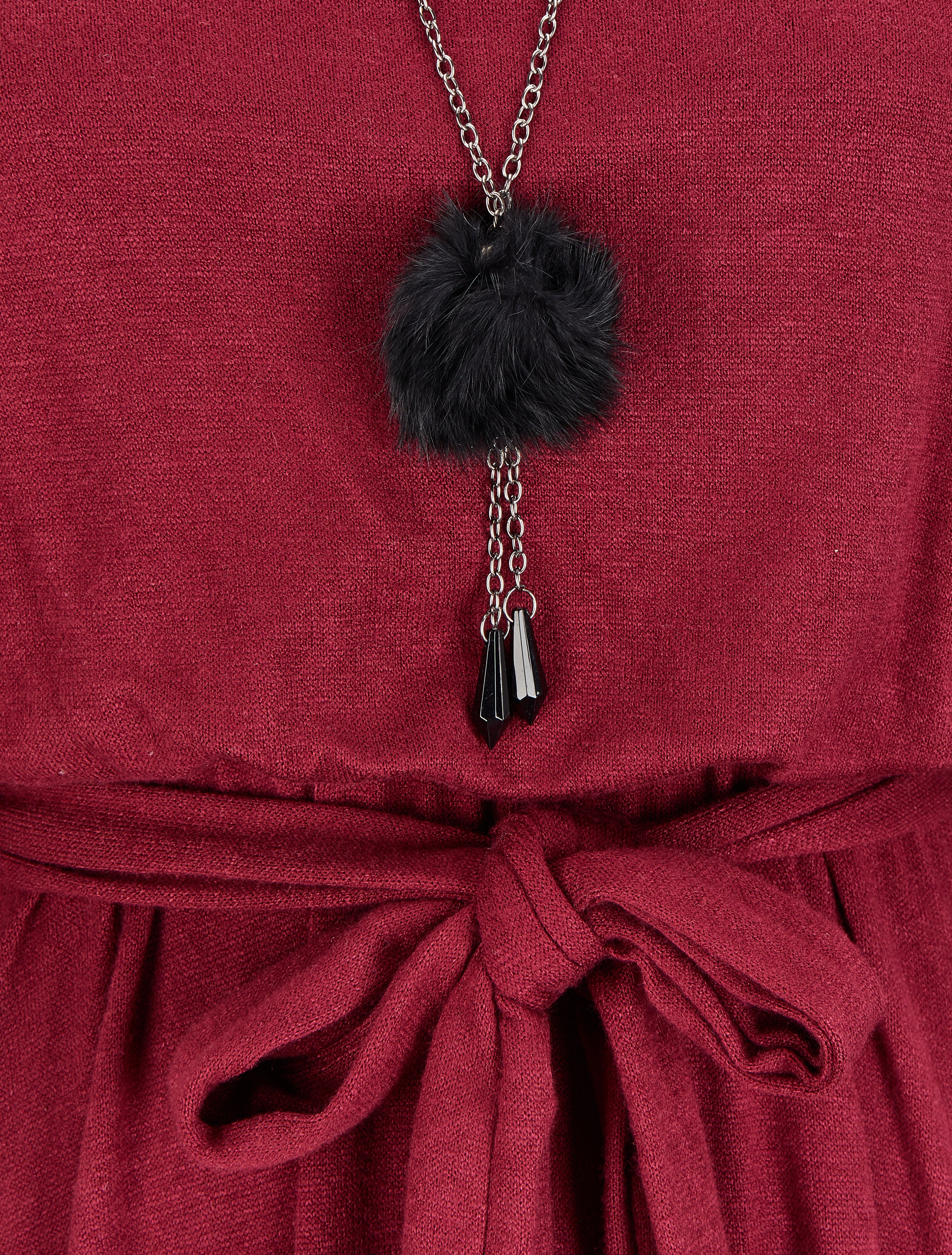Robe pull coupe patineuse à manches dolman - Bordeaux - 3