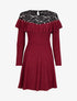 Robe patineuse à épaules en dentelle à volants - Bordeaux - 4