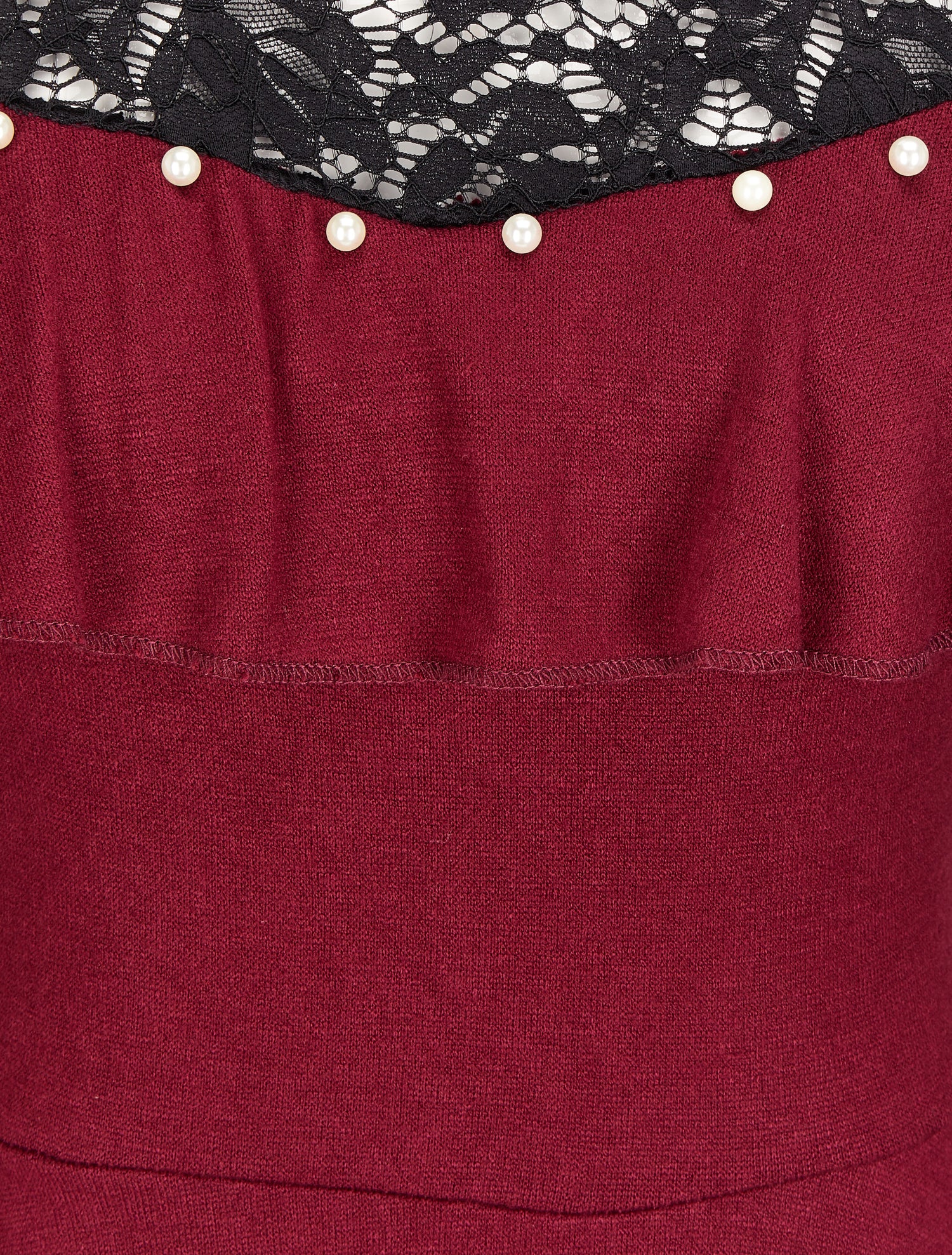 Robe patineuse à épaules en dentelle à volants - Bordeaux - 3