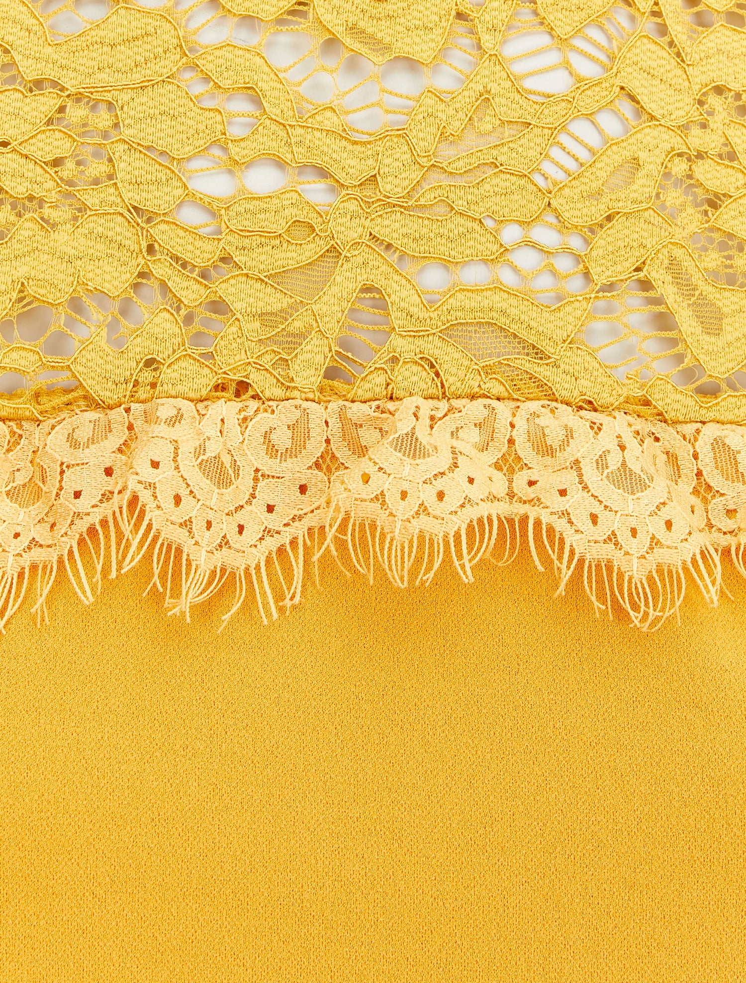 Blouse à épaules en dentelle et manches longues - Moutarde - 3