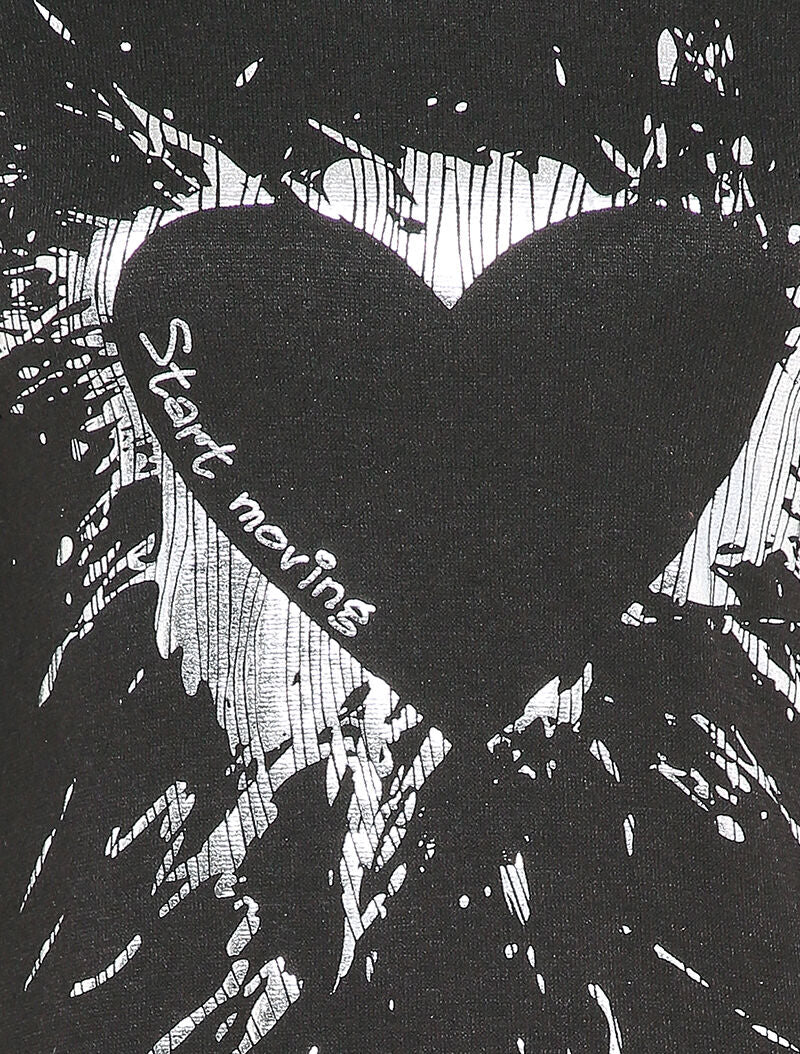 Pull fin à motif coeur irisé et dos long - Noir - 3