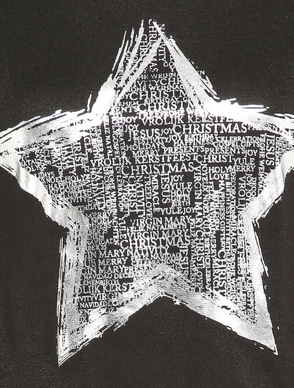 Pull fin à motif étoile irisée et dos long - Noir - 3