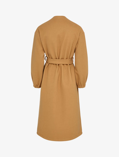 Manteau long à poignets élastiqués - Camel - 2
