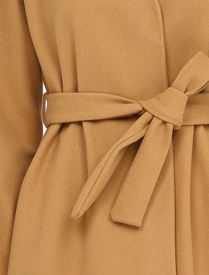 Manteau long à poignets élastiqués - Camel - 3