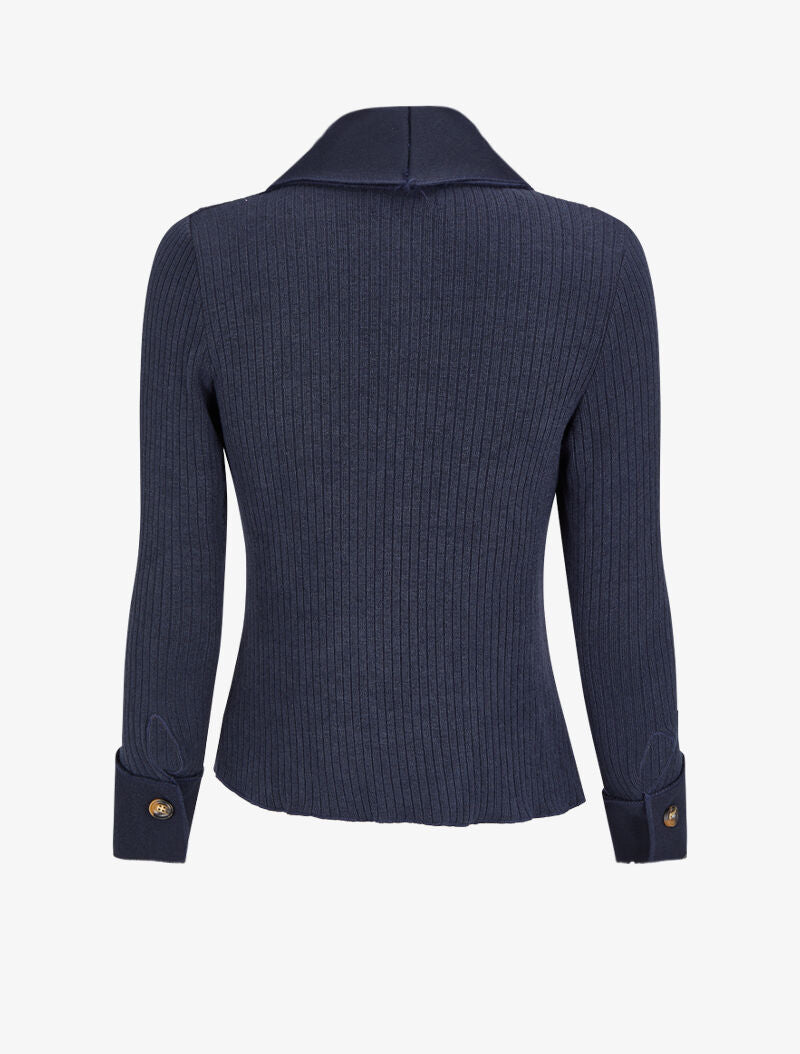Gilet côtelé à pans asymétriques - Marine - 2