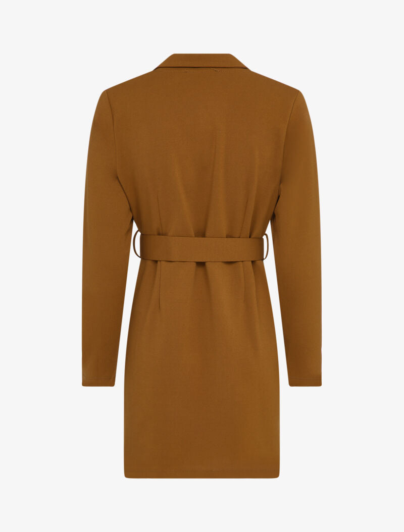 Robe à col à pied croisé - Camel - 2