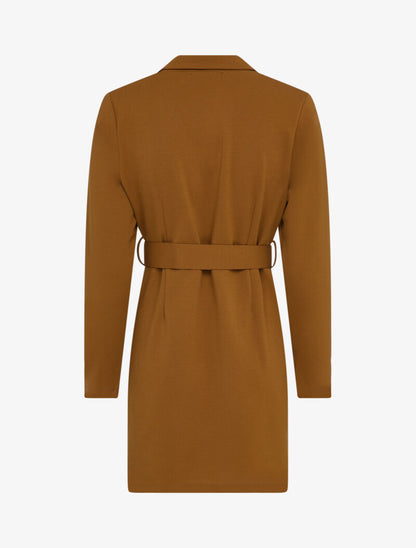 Robe à col à pied croisé - Camel - 2