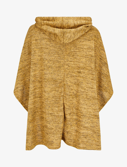 Pull style poncho à capuche et col lâche - Moutarde - 2