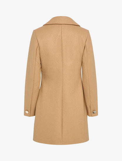 Manteau mi-long en laine mélangée - Camel - 2