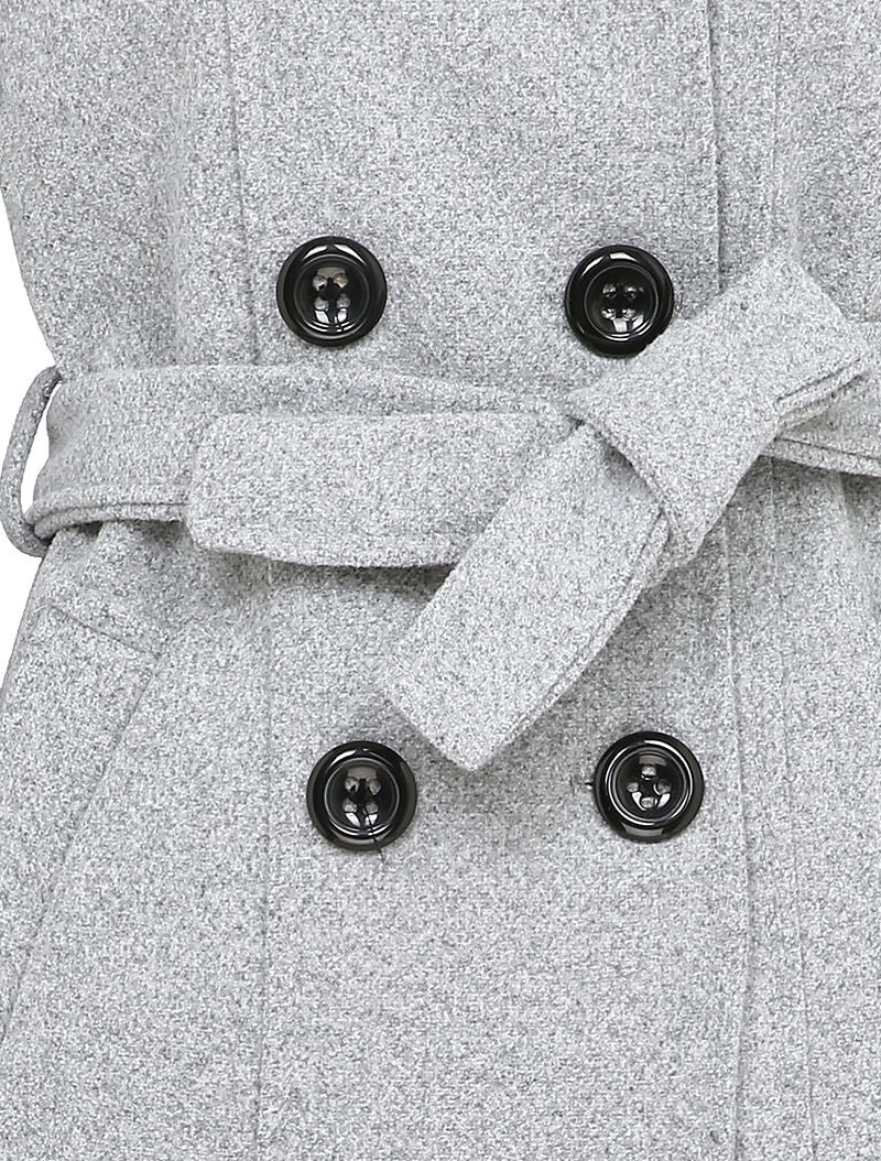 Manteau croisé et ceinturé - Gris clair - 3