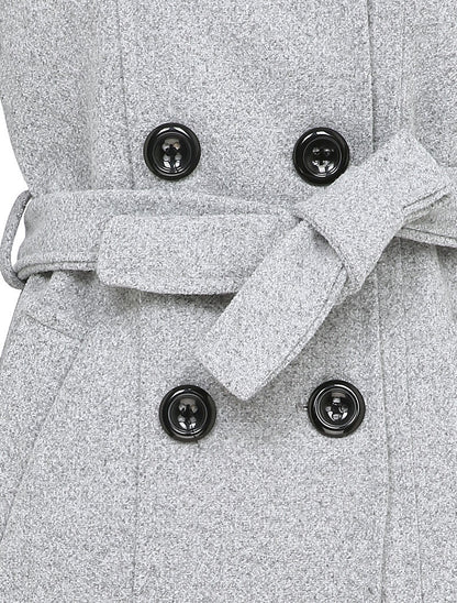 Manteau croisé et ceinturé - Gris clair - 3