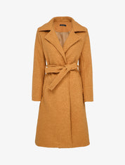 Manteau ceinturé effet laine bouclée - Camel - 1