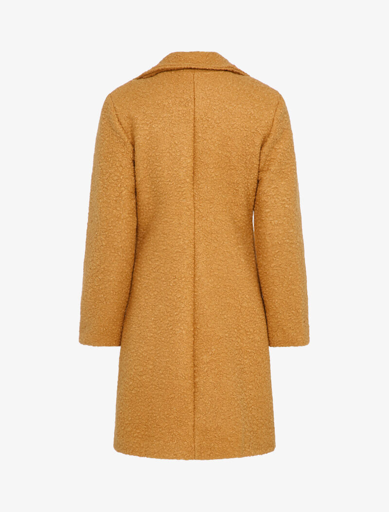 Manteau croisé effet laine bouclée - Camel - 2