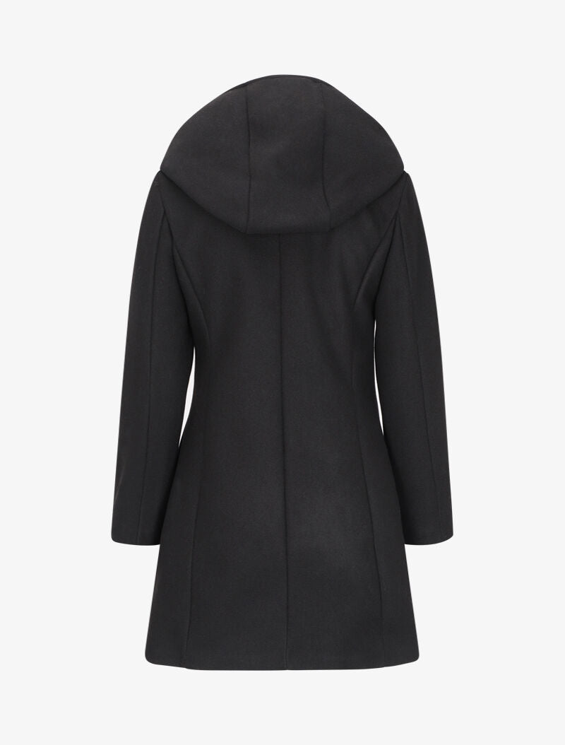 Manteau à capuche et à zip asymétrique - Noir - 2