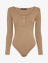 Body côtelé à boutons pression - Camel - 4
