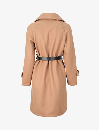 Manteau long boutonné et ceinturé - Camel - 2