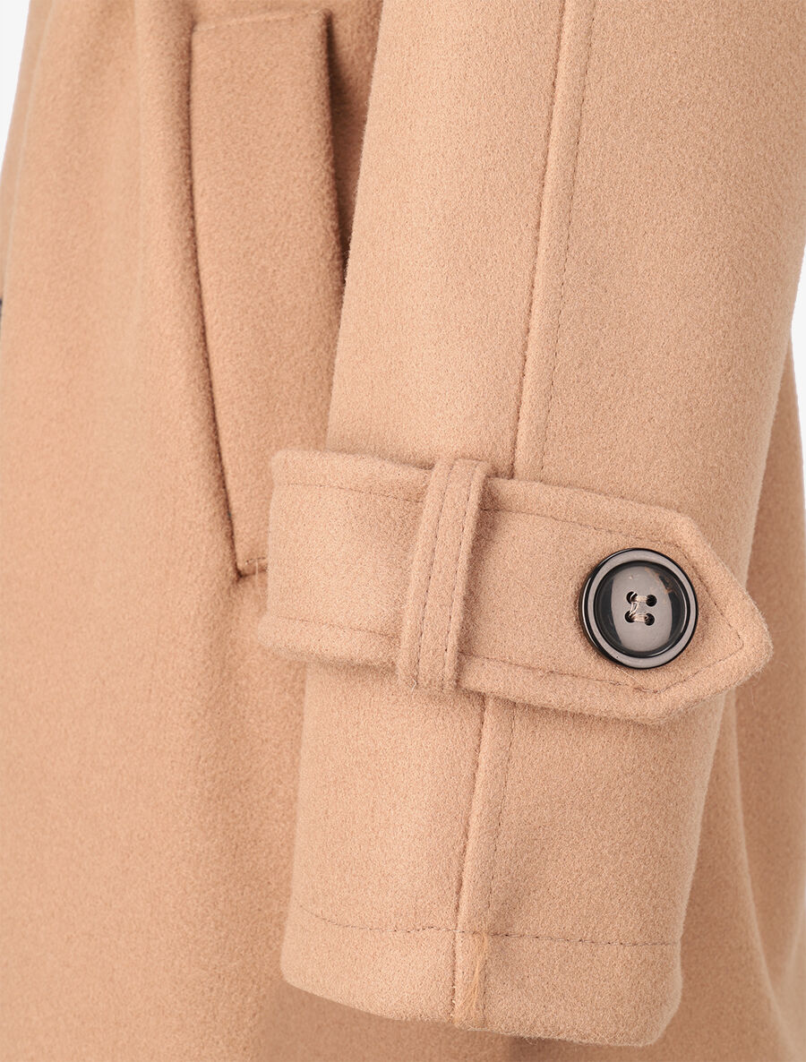 Manteau long boutonné et ceinturé - Camel - 3
