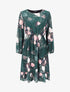 Robe à bords volantés et imprimé bouquet de roses - Vert sapin - 4