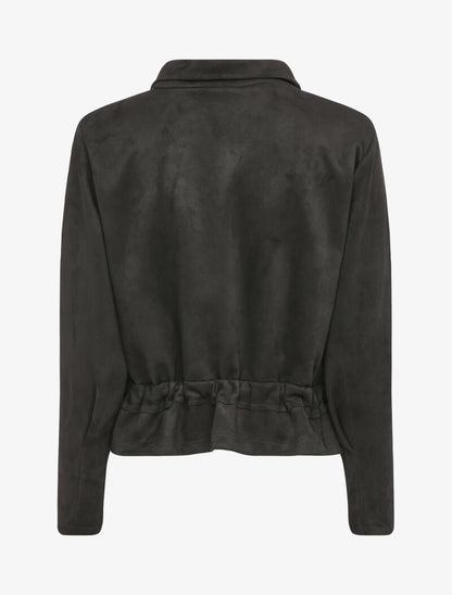 Veste courte en suédine à poches à rabat - Noir - 2