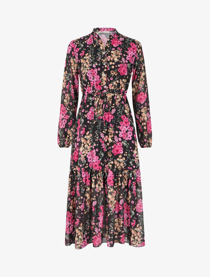 Robe patineuse à imprimé boutons de roses - Noir - 4
