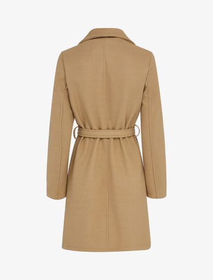 Manteau long droit avec ceinture - Camel - 2