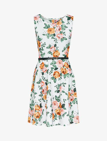 Robe patineuse imprimée - Blanc - 1