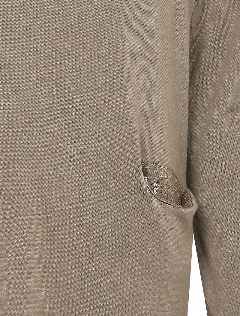 Pull fluide à poches et dos à détail sequins - Taupe - 3