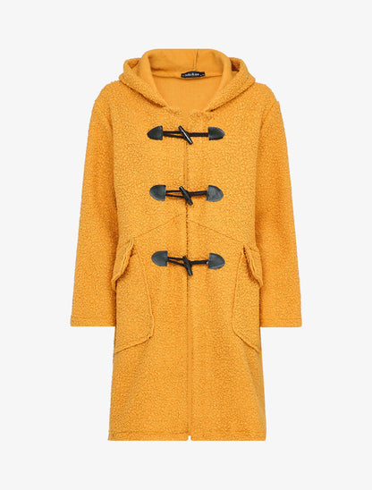 Duffle coat en maille bouclette - Moutarde - 1