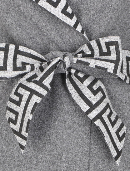 Manteau à col large imprimé grec - Gris - 3