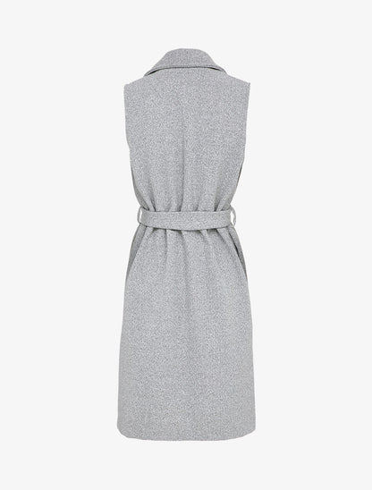 Veste longue sans manches à pans asymétriques - Gris chiné - 2
