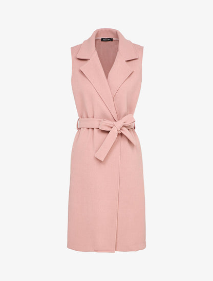 Veste longue sans manches à pans asymétriques - Rose - 1
