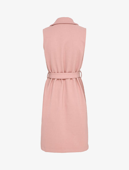 Veste longue sans manches à pans asymétriques - Rose - 2