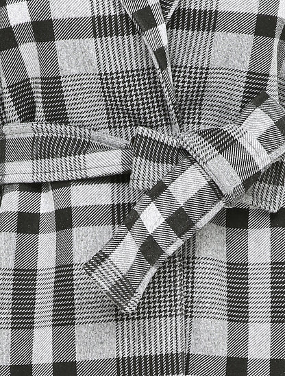 Manteau mi-long à carreaux - Gris - 3