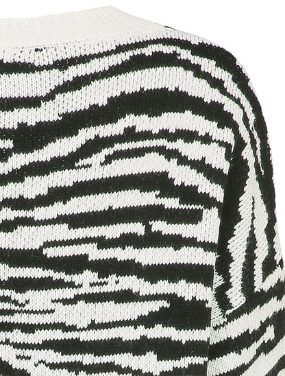 Pull court à imprimé zèbre - Blanc - 4