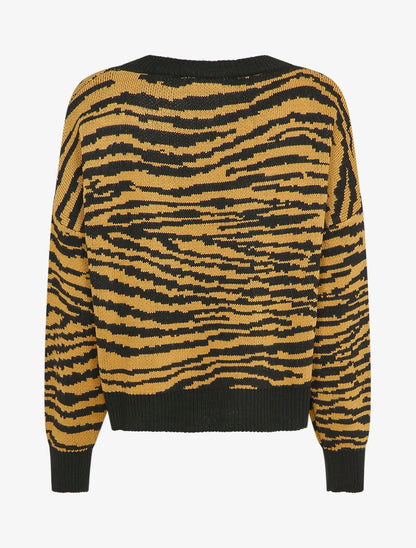 Pull court à imprimé zèbre - Camel - 2