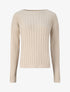 Pull uni côtelé à manches longues - Beige - 1