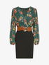 Robe cache-coeur bi-matière imprimé fleuri - Vert - 4