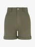 Short uni en jean à revers - Kaki - 1