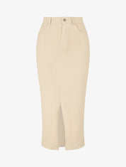 Jupe fourreau uni en jean - Beige - 1