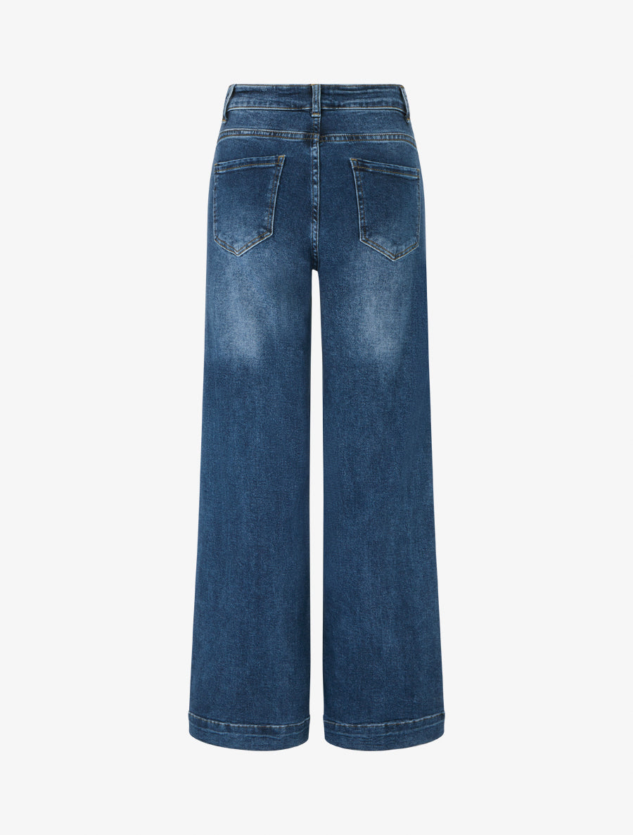 Jean délavé coupe droite - Bleu - 2