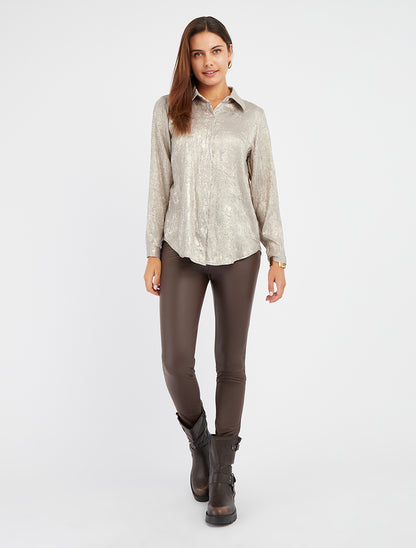 Legging uni en simili - Marron - 8