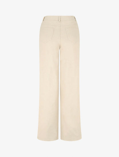 Jean stretch droit à taille haute - Beige - 2