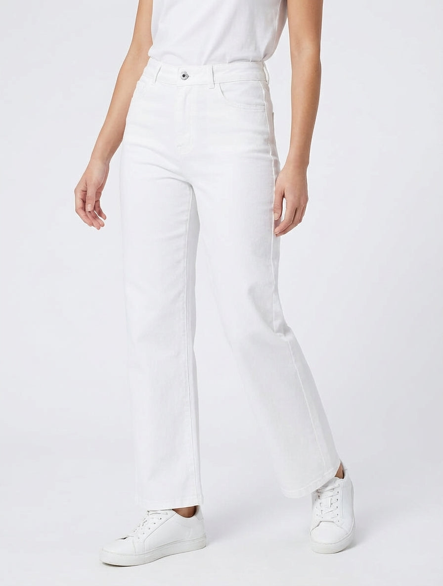 Jean stretch met hoge taille - Wit